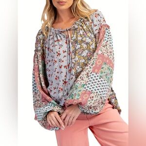 Floral BOHO Patchwork Blouse